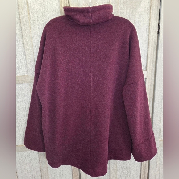 Athleta Womens Cozy Karma Funnel Neck Sweatshirt Burgundy Size Small Pockets - Picture 2 of 13